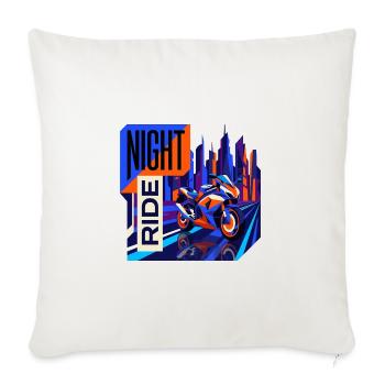 Night Ride Neon City - Throw Pillow Cover 17.5” x 17.5” - natural white - Front