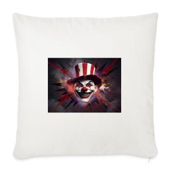 Sinister Circus Clown Face - Throw Pillow Cover 17.5” x 17.5” - natural white - Front