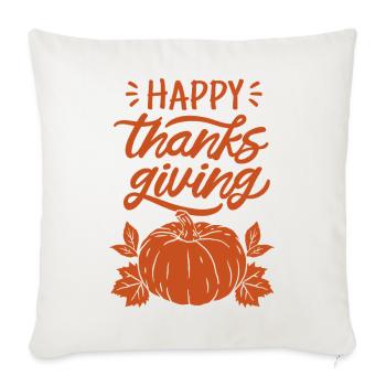 Thanksgiving Pumpkin  - Throw Pillow Cover 17.5” x 17.5” - natural white - Front
