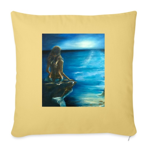 Mermaid over looking the sea - Throw Pillow Cover 17.5” x 17.5”