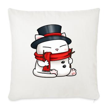Christmas Snowman Cat - Throw Pillow Cover 17.5” x 17.5” - natural white - Front