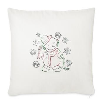 Snowman - Throw Pillow Cover 17.5” x 17.5” - natural white - Front