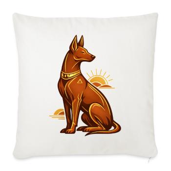 Anubis at Sunset Glyphs - Throw Pillow Cover 17.5” x 17.5” - natural white - Front
