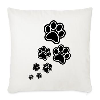 Paw Prints - Throw Pillow Cover 17.5” x 17.5” - natural white - Front