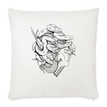 Medusa Head with snakes - greek gorgon - Throw Pillow Cover 17.5” x 17.5” - natural white - Front