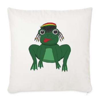 Grenouille rasta avec dreads, Rasta Frogian - Housse de coussin décorative - blanc nature - Devant
