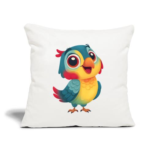 Bright Cartoon Parrot with Joyful Expression - Throw Pillow Cover 17.5” x 17.5”