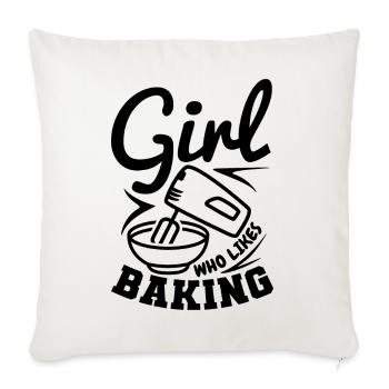 Female Baker - Throw Pillow Cover 17.5” x 17.5” - natural white - Front