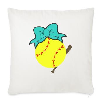 Softball Bat - Throw Pillow Cover 17.5” x 17.5” - natural white - Front