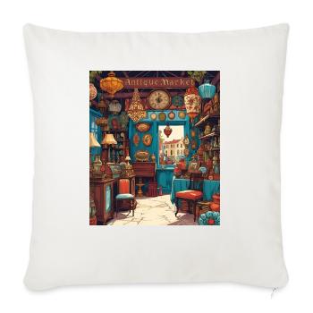 Antique Fair Scenes - Throw Pillow Cover 17.5” x 17.5” - natural white - Front
