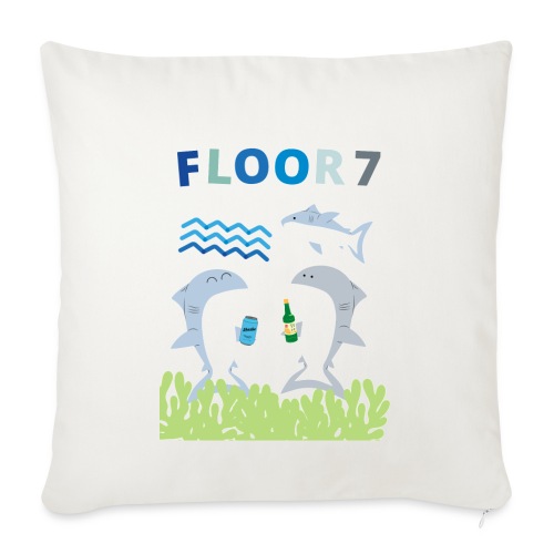 Floor 7 Sharks - Throw Pillow Cover 17.5” x 17.5”