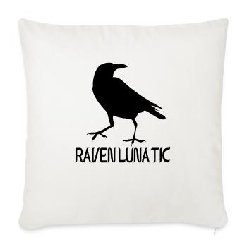 Raven lunatic - Throw Pillow Cover 17.5” x 17.5” - natural white - Front