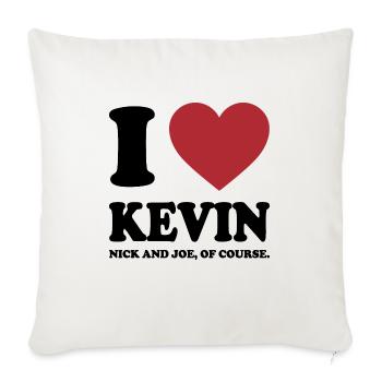 I LOVE KEVIN NICK AND JOE, OF COURSE. BLACK - Throw Pillow Cover 17.5” x 17.5” - natural white - Front