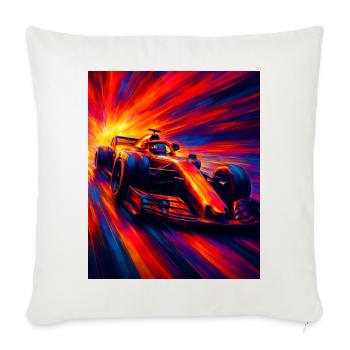 Neon Fury Formula Car Dash - Throw Pillow Cover 17.5” x 17.5” - natural white - Front