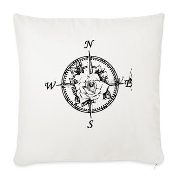 rose compass - Throw Pillow Cover 17.5” x 17.5” - natural white - Front