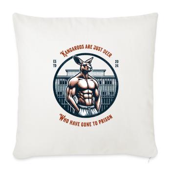 Kangaroo in prison funny t-shirt australia design - Throw Pillow Cover 17.5” x 17.5” - natural white - Front