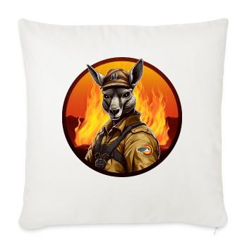 Firefighter kangaroos - Throw Pillow Cover 17.5” x 17.5” - natural white - Front