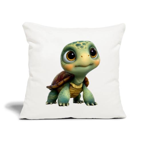 Adorable Cartoon Baby Turtle with Big Eyes - Throw Pillow Cover 17.5” x 17.5”