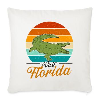 Alligator Crocodile Flordia - Throw Pillow Cover 17.5” x 17.5” - natural white - Front