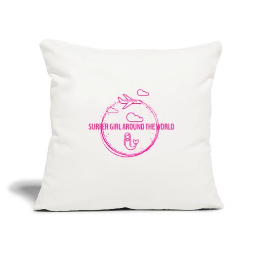 Original Surfer girl logo pink - Throw Pillow Cover 17.5” x 17.5”
