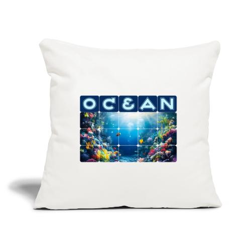 Ocean: Neon Reef Glow - Throw Pillow Cover 17.5” x 17.5”