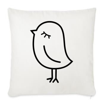 Cute Sparrow Chick – Tweeting Birdie - Throw Pillow Cover 17.5” x 17.5” - natural white - Front