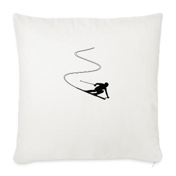 skier skiing winter sport - Throw Pillow Cover 17.5” x 17.5” - natural white - Front