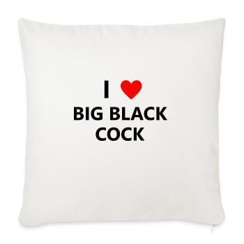 Big Black Cock BBC Dick Penis Blowjob Oral Sex - Throw Pillow Cover 17.5” x 17.5” - natural white - Front
