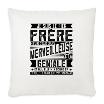 Frére et Soeur Géniale Humour Fréro Cadeau - Throw Pillow Cover 17.5” x 17.5” - natural white - Front