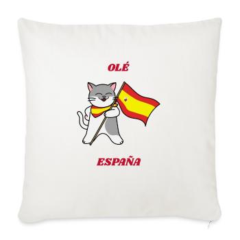 Ole Espana Spanish Cat - Throw Pillow Cover 17.5” x 17.5” - natural white - Front