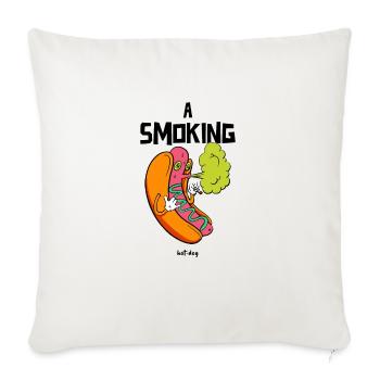 Smoking hot-dog. - Throw Pillow Cover 17.5” x 17.5” - natural white - Front