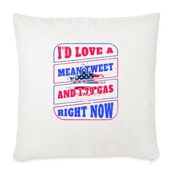 I'd Love A Mean Tweet And 1.79 Gas Right Now Funny - Throw Pillow Cover 17.5” x 17.5” - natural white - Front