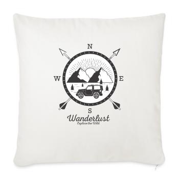 Wanderlust Explore the Wild | New Adventures - Throw Pillow Cover 17.5” x 17.5” - natural white - Front