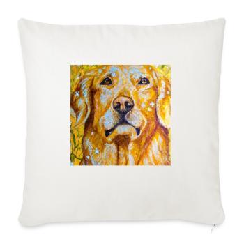 Golden Retriever Portrait Gustav Klimt Art Style - Throw Pillow Cover 17.5” x 17.5” - natural white - Front