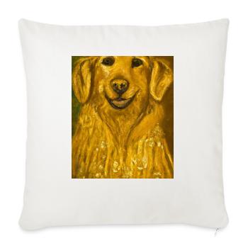 Gustav Klimt Art Style Golden Retriever Portrait - Throw Pillow Cover 17.5” x 17.5” - natural white - Front