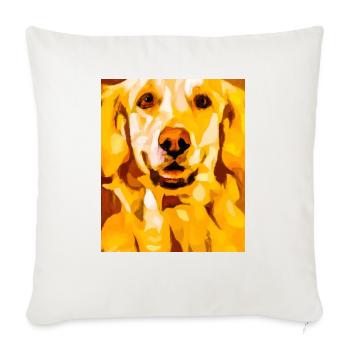 Golden Retriever Portrait Cubism Art - Throw Pillow Cover 17.5” x 17.5” - natural white - Front