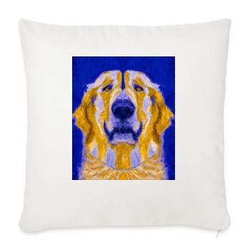 Golden Retriever Portrait Cubism Art - Throw Pillow Cover 17.5” x 17.5” - natural white - Front