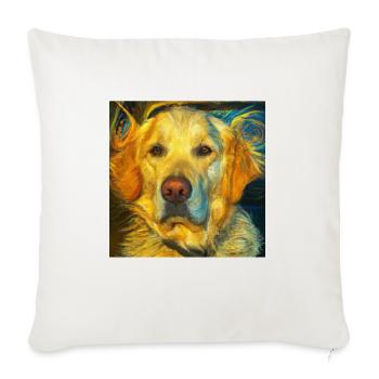 Golden Retriever Portrait Vincent Van Gogh Art - Throw Pillow Cover 17.5” x 17.5” - natural white - Front