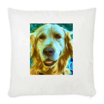 Golden Retriever Portrait Vincent Van Gogh Art - Throw Pillow Cover 17.5” x 17.5” - natural white - Front