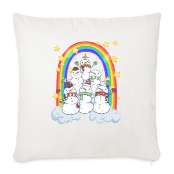 Snowman rainbow Christmas - Throw Pillow Cover 17.5” x 17.5” - natural white - Front