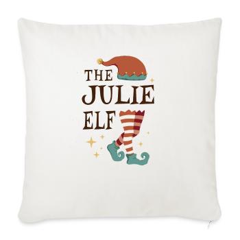 The Julie Elf - Christmas Pajama for Julie - Throw Pillow Cover 17.5” x 17.5” - natural white - Front
