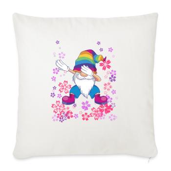 dabbing gnom flower meadow dwarf lgbtq - Throw Pillow Cover 17.5” x 17.5” - natural white - Front