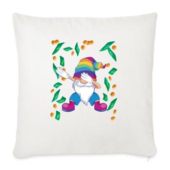 Gnom dances in the rain of rain rainbow lgbtq - Throw Pillow Cover 17.5” x 17.5” - natural white - Front