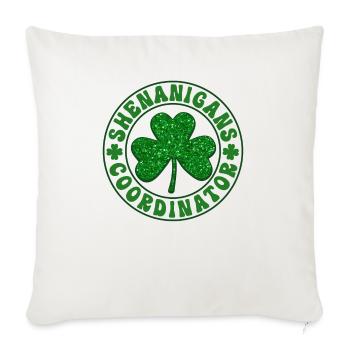 Green Shenanigans Coordinator - Throw Pillow Cover 17.5” x 17.5” - natural white - Front