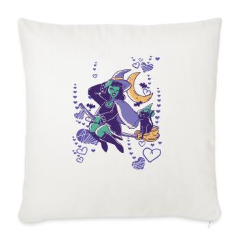 Beautiful witch mom magic witch broom - Throw Pillow Cover 17.5” x 17.5” - natural white - Front