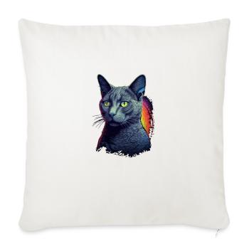 Russian Blue Cat Lover Kitten Russian Blue Cats - Throw Pillow Cover 17.5” x 17.5” - natural white - Front