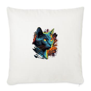 Russian Blue Cat Lover Kitten Russian Blue Cats - Throw Pillow Cover 17.5” x 17.5” - natural white - Front