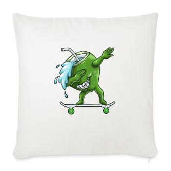 Skateboarding Coconut Coconut Water on Skateboard - Throw Pillow Cover 17.5” x 17.5” - natural white - Front