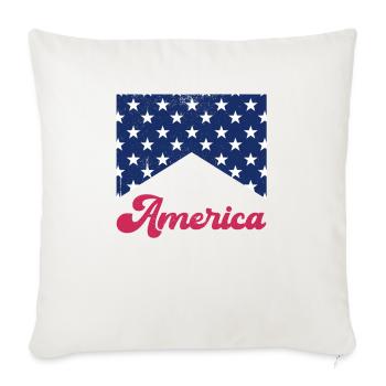 America Flag 4th of July T-Shirt - Throw Pillow Cover 17.5” x 17.5” - natural white - Front