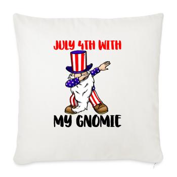 July 4Th With My Gnome - Throw Pillow Cover 17.5” x 17.5” - natural white - Front